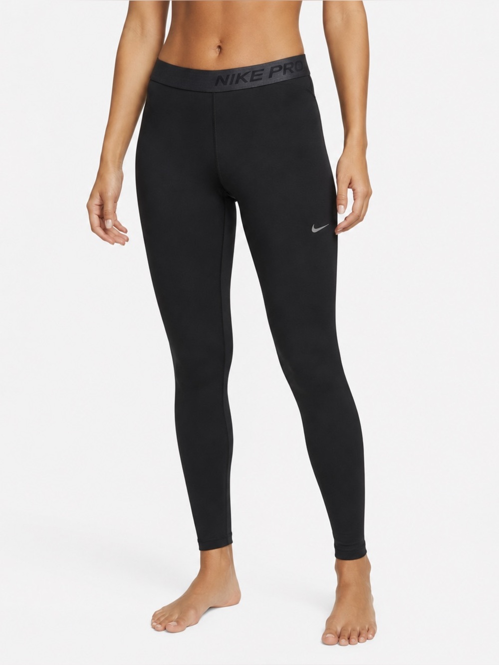 Nike Women's Pro Warm Mid-Rise Training Tights S Black Grey